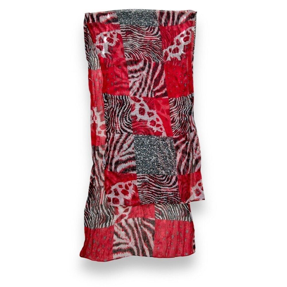 Red New York Company Rectangular Scarf 19" X 70" Women Zebra Elegant Scarve